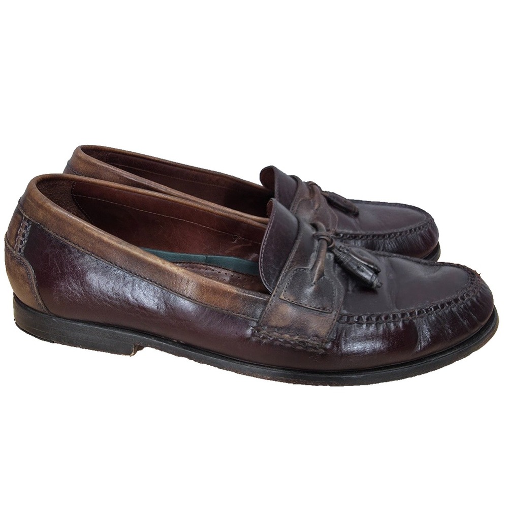 HS Trask Loafers Mens 14 M Brown Leather Tasseled Slip On Casual Shoes Brazil